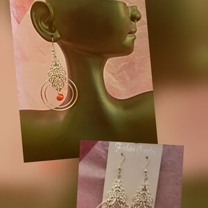 Elegant Silver and Orange Dangle Earrings